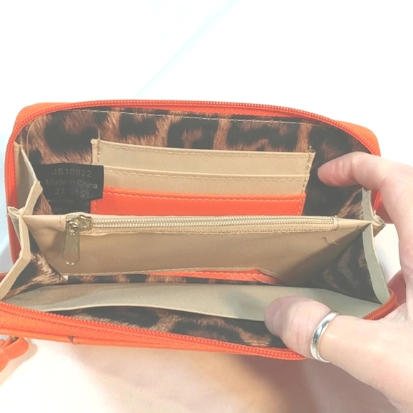 Jessica Simpson Orange and Leopard Wristlet - Picture 2 of 2
